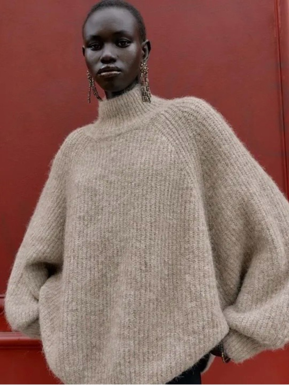 Zara knit mock neck sweater S/M